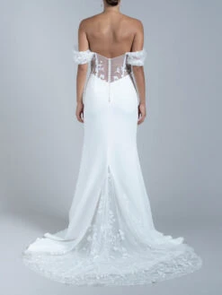 Simple Causal Wedding Dress Strapless Sleeveless Lace Sheath Bridal Gowns Free Customization -Dresses Store 202201281326056437847