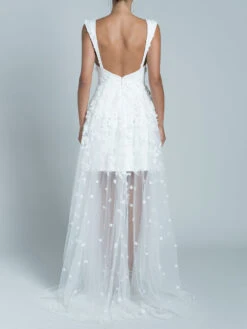 Short Wedding Dresses Square Neck Sleeveless Sheath Lace Bridal Dresses Free Customization -Dresses Store 202201281326236419972