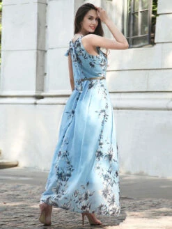 Summer Dress Floral Print Pink Long Beach Dress -Dresses Store 202203091127325447985