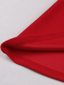 Retro Dress 1950s Audrey Hepburn Style Red Two-Tone Women Short Sleeves Rockabilly Dress -Dresses Store 202204071506315247577