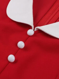 Retro Dress 1950s Audrey Hepburn Style Red Two-Tone Women Short Sleeves Rockabilly Dress -Dresses Store 20220407150632160642