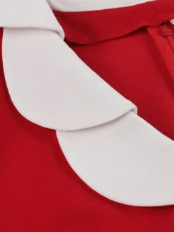 Retro Dress 1950s Audrey Hepburn Style Red Two-Tone Women Short Sleeves Rockabilly Dress -Dresses Store 202204071506334513129
