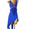 Latin Dance Costume Blue Women's Rhinestones Fringe Bodycon Sexy Polyester Dress Dancing Wear