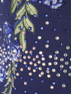 Latin Dance Dresses Dark Navy Women's Rhinestones Floral Print Bodycon Sexy Polyester Dress Dancing Wear -Dresses Store 202204191816396947813