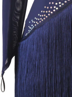 Latin Dance Costume Blue Women's Rhinestones Bodycon Sexy Polyester Dress Dancing Wear -Dresses Store 202204191816414607673