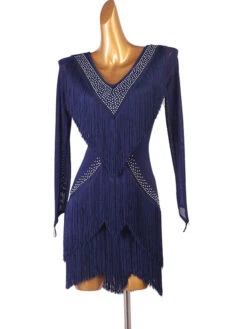Latin Dance Costume Blue Women's Rhinestones Bodycon Sexy Polyester Dress Dancing Wear -Dresses Store 202204191816421534017