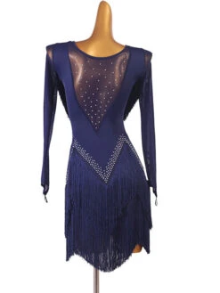 Latin Dance Costume Blue Women's Rhinestones Bodycon Sexy Polyester Dress Dancing Wear -Dresses Store 202204191816424545175