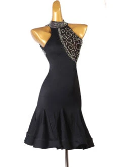Latin Dance Dresses Black Women's Rhinestones Bodycon Sexy Polyester Dress Dancing Costume -Dresses Store 202204191816439155080
