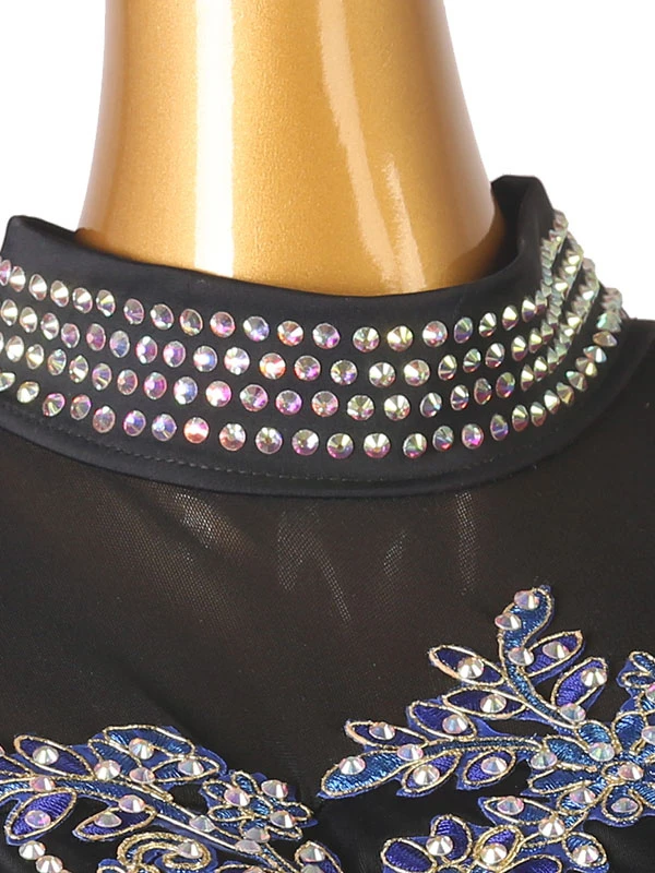 Ballroom Dance Costumes Black Women's Sexy Polyester Floral Print Rhinestones Dress Dancer Dance Dress 6 Ballroom Dance Costumes Black Women's Sexy Polyester Floral Print Rhinestones Dress Dancer Dance Dress - Image 4