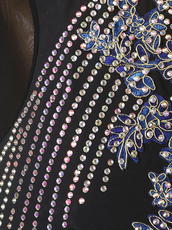 Ballroom Dance Costumes Black Women's Sexy Polyester Floral Print Rhinestones Dress Dancer Dance Dress 7 Ballroom Dance Costumes Black Women's Sexy Polyester Floral Print Rhinestones Dress Dancer Dance Dress - Image 5