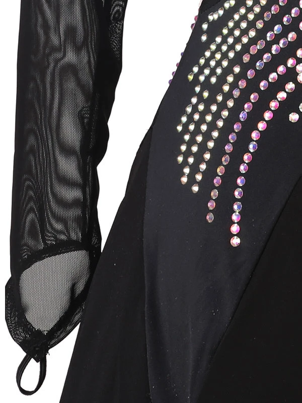 Ballroom Dance Costumes Black Women's Sexy Polyester Floral Print Rhinestones Dress Dancer Dance Dress 8 Ballroom Dance Costumes Black Women's Sexy Polyester Floral Print Rhinestones Dress Dancer Dance Dress - Image 6