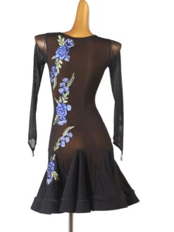 Latin Dance Dresses Black Women's Polyester Dress Floral Print Sexy Rhinestones Latin Dancer Dancing Wear -Dresses Store 202204191817077035724