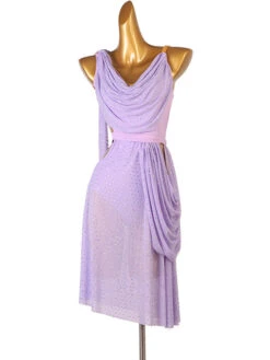Latin Dance Costume Lavender Women's Polyester Dress Open Shoulder Sexy Rhinestones Latin Dancer Dancing Costume -Dresses Store 20220421173301296100