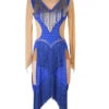 Latin Dance Costume Blue Women's Polyester Dress Sexy Fringe Rhinestones Latin Dancer Dancing Costume -Dresses Store 202204211735105482200