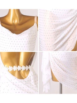 Latin Dance Dresses White Women's Rhinestones Backless Bodycon Sexy Polyester Dress Dancing Wear -Dresses Store 202204211735119527510