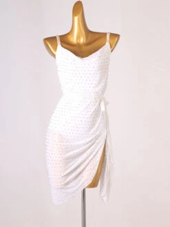 Latin Dance Dresses White Women's Rhinestones Backless Bodycon Sexy Polyester Dress Dancing Wear -Dresses Store 202204211735123633154
