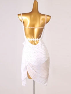 Latin Dance Dresses White Women's Rhinestones Backless Bodycon Sexy Polyester Dress Dancing Wear -Dresses Store 202204211735129419054