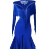 Latin Dance Dresses Blue Women's Polyester Dress Sexy Rhinestones Fringe Latin Dancer Dancing Costume -Dresses Store 202204211735150131174