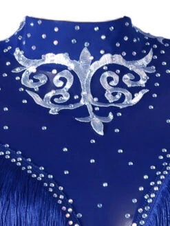 Latin Dance Dresses Blue Women's Polyester Dress Sexy Rhinestones Fringe Latin Dancer Dancing Costume -Dresses Store 20220421173515305823