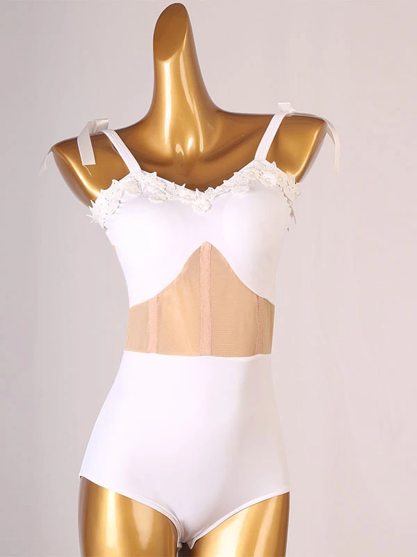 Latin Dance Costume White Women's Polyester Dress Backless Sexy Flowers Latin Dancer Dancing Costume 3 Latin Dance Costume White Women's Polyester Dress Backless Sexy Flowers Latin Dancer Dancing Costume