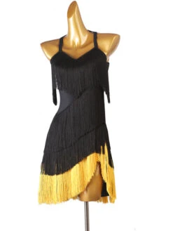 Latin Dance Costume Black Women's Fringe Rhinestones Bodycon Sexy Polyester Dress Dancing Costume -Dresses Store 20220421173518889387