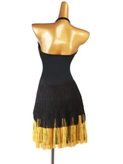 Latin Dance Costume Black Women's Fringe Rhinestones Bodycon Sexy Polyester Dress Dancing Costume -Dresses Store 202204211735283377326