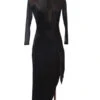 Latin Dance Costume Black Women's Polyester Dress Sexy Fringe Latin Dancer Dancing Costume -Dresses Store 202204211735303651848