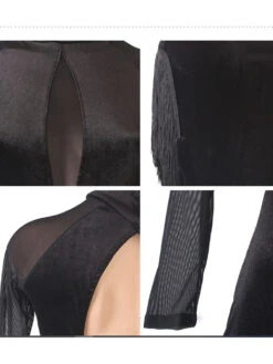 Latin Dance Costume Black Women's Polyester Dress Sexy Fringe Latin Dancer Dancing Costume -Dresses Store 202204211735306519646