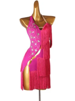 Latin Dance Dresses White Women's Polyester Dress Backless Sexy Fringe Rhinestones Latin Dancer Dancing Wear -Dresses Store 202204211735362758706