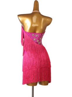 Latin Dance Dresses White Women's Polyester Dress Backless Sexy Fringe Rhinestones Latin Dancer Dancing Wear -Dresses Store 202204211735365668343