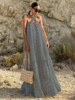 Sleeveless Maxi Dress Casual Oversized Floor Length Dress -Dresses Store 202205051639292846429