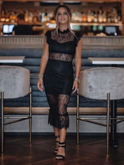 Birthday Cut Out Layered Lace Sexy Crewneck Sleeveless Lace Dresses -Dresses Store 20220517143348291348