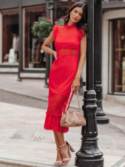 Birthday Cut Out Layered Lace Sexy Crewneck Sleeveless Lace Dresses -Dresses Store 202205171433492549619