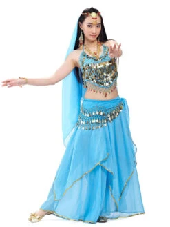 Belly Dance Top Pink Adult's Christmas Dress Sequins Lace Up Chiffon Women Performance Costume -Dresses Store 20220519123623105559