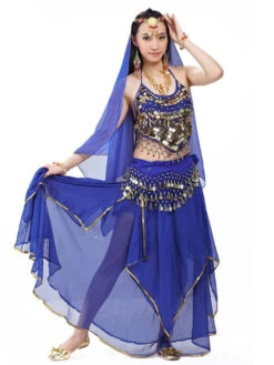 Belly Dance Top Pink Adult's Christmas Dress Sequins Lace Up Chiffon Women Performance Costume -Dresses Store 202205191236236397749