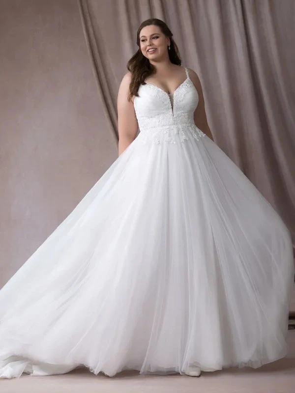 Simple Wedding Dress V-Neck Sleeveless Lace A-Line Bridal Gowns Free Customization 4 Simple Wedding Dress V-Neck Sleeveless Lace A-Line Bridal Gowns Free Customization - Image 2