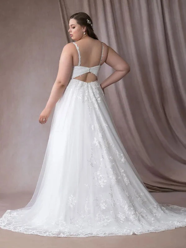 Simple Wedding Dress V-Neck Sleeveless Lace A-Line Bridal Gowns Free Customization 8 Simple Wedding Dress V-Neck Sleeveless Lace A-Line Bridal Gowns Free Customization - Image 6