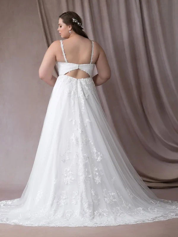 Simple Wedding Dress V-Neck Sleeveless Lace A-Line Bridal Gowns Free Customization 7 Simple Wedding Dress V-Neck Sleeveless Lace A-Line Bridal Gowns Free Customization - Image 5