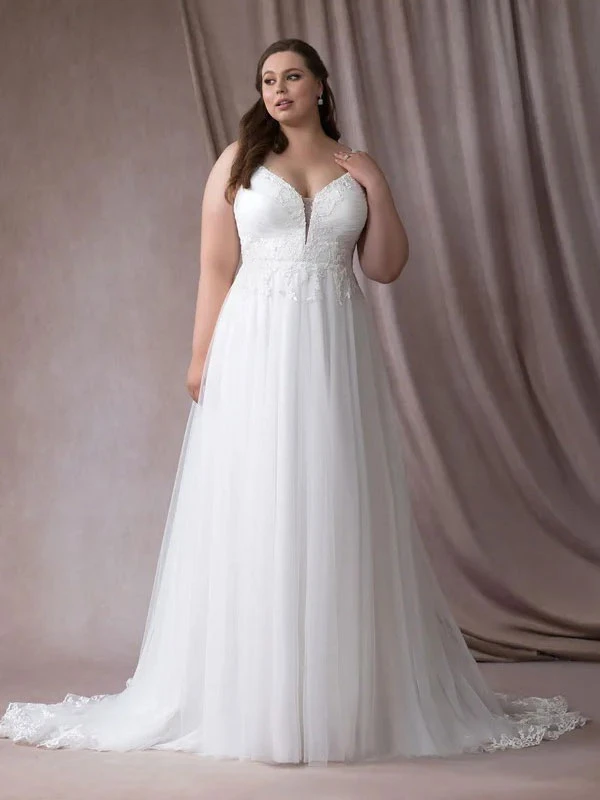 Simple Wedding Dress V-Neck Sleeveless Lace A-Line Bridal Gowns Free Customization 3 Simple Wedding Dress V-Neck Sleeveless Lace A-Line Bridal Gowns Free Customization