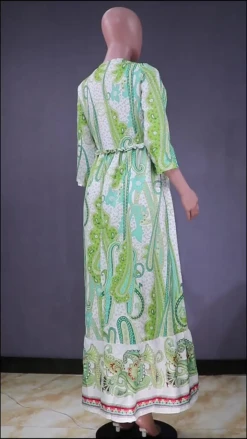Maxi Dress V-Neck Half Sleeves Tatting Casual Printed Floor Length Dress -Dresses Store 20220709134555064rOEhAM