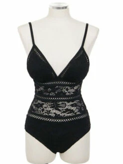 One Piece Swimsuits For Women White Floral Print Cut Out V-Neck Backless Summer Beach Bathing Suits -Dresses Store 202207181825469003946