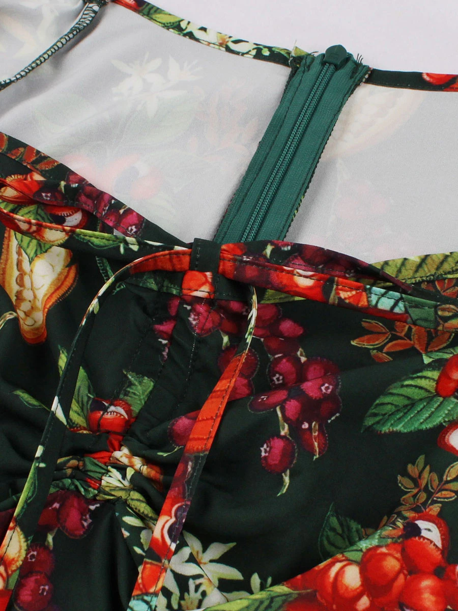 Vintage Dress 1950s Audrey Hepburn Style Light Sky Blue Floral Print Woman's Short Sleeves Rockabilly Dress 6 Vintage Dress 1950s Audrey Hepburn Style Light Sky Blue Floral Print Woman's Short Sleeves Rockabilly Dress - Image 4