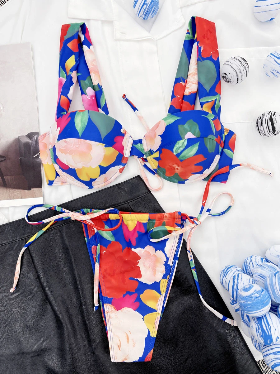 Bikini Swimsuit For Women Deep Blue Summer Sexy Swimwear 6 Bikini Swimsuit For Women Deep Blue Summer Sexy Swimwear - Image 4