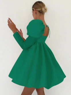 Birthday Mini Dresses Ecru White Long Sleeves Short Dress -Dresses Store 202208191429306414657