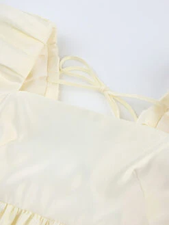 Birthday Mini Dresses Ecru White Long Sleeves Short Dress -Dresses Store 202208191429313923940