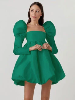 Birthday Mini Dresses Ecru White Long Sleeves Short Dress -Dresses Store 202208191429328577424