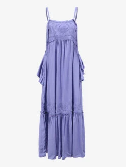 Boho Dress Lilac Embroidered Sleeveless Bohemian Gypsy Beach Vacation Summer Layered Long Dress For Women -Dresses Store 202209261423320443042