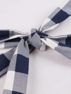 Retro Dress 1950s Audrey Hepburn Style Blue Gray Plaid Woman's Sleeveless Swing Dress -Dresses Store 202210111434301955658