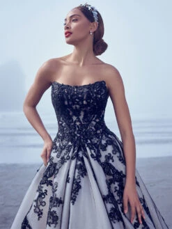 Black Wedding Dresses A-Line Sleeveless Lace With Train Bridal Gown Free Customization -Dresses Store 202210181757046245327