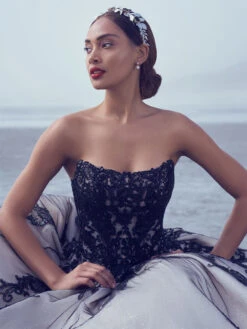 Black Wedding Dresses A-Line Sleeveless Lace With Train Bridal Gown Free Customization -Dresses Store 202210181757052755066